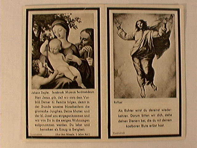 Saksalaisen sotilaan kuolinilmoituskirje, jossa Jeesuksen kuva.