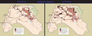 Liittouman sotatoimien alkamisen jälkeen Isis on laajentanut hallitsemiaan alueita huomattavasti.