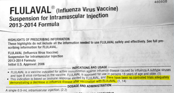 Pakkausseloste: influenssavirusrokotteen tehoa ei ole osoitettu