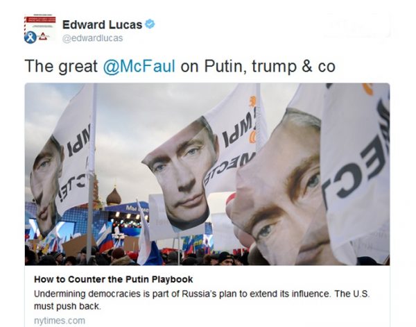 Edward Lucas uskoo, että putinistinen propaganda vaikuttaa myös Trumpin vaalikoneiston hyväksi.