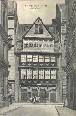 Rothschildien talo Frankfurt am Mainin juutalaisghetossa. Suomi ajautui juutalaispankkiirien velkaorjuuteen jo1860-luvulta alkaen.