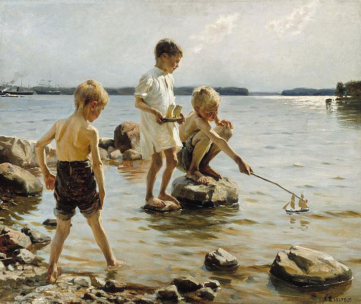 Albert Edelfelt: Leikkiviä poikia rannalla. Ateneum 1884.