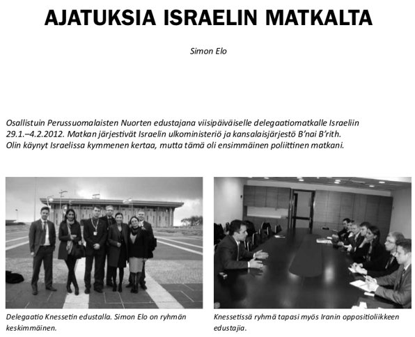 Artikkeli Suomi–Israel Yhdistysten liitto ry:n Jedidut-lehdestä.