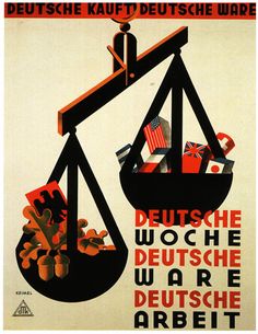 Protektionismiin kannustava saksalaisjuliste.