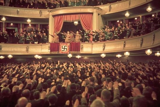 Adolf Hitler and Joseph Goebbels (in box) at Charlottenburg Theatre, Berlin, 1939_