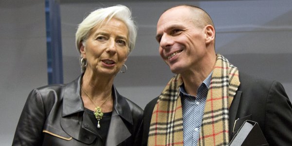 Lagarde ja Syriza-hallituksen entinen valtiovarainministeri Giánis Varoufákis.