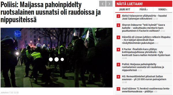 Poliisiväkivaltaa Helsingissä joulukuussa 2016.